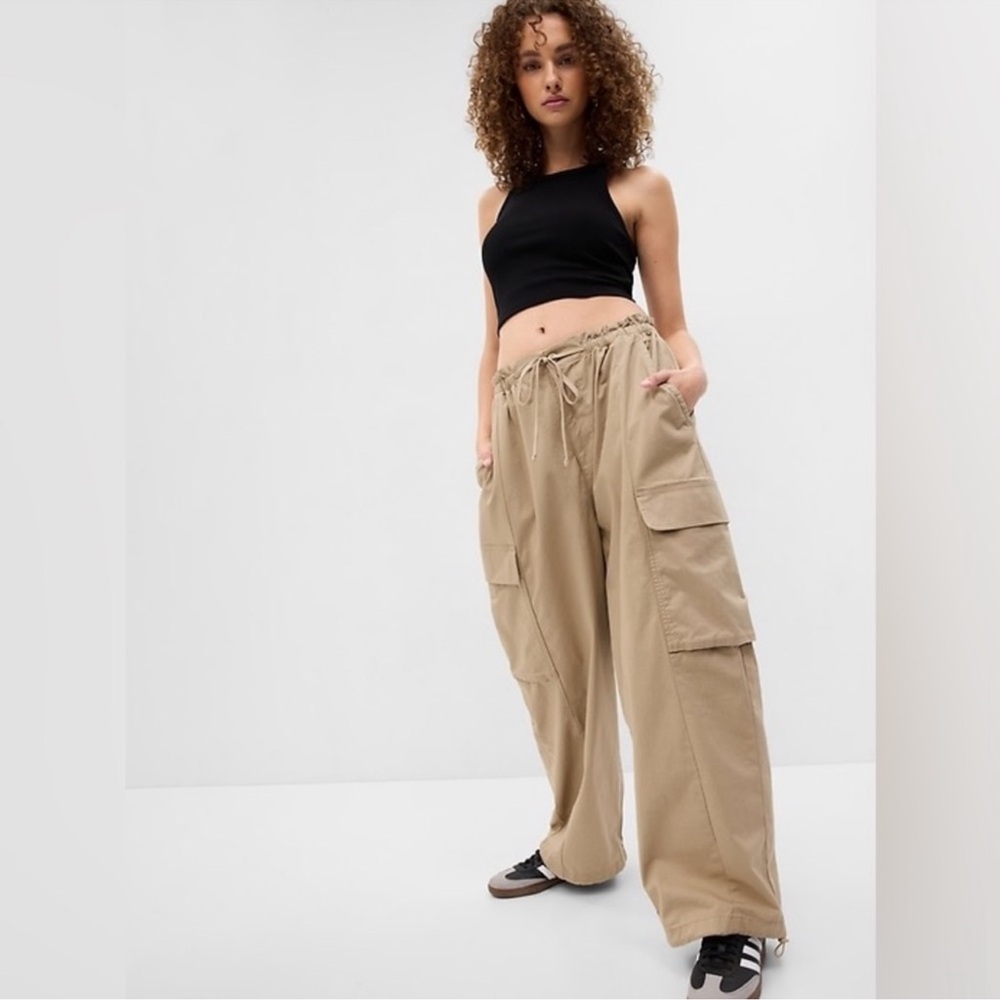 PROJECT GAP Organic Cotton Cargo Parachute Pants Size XXS/XS Khaki Oak Color